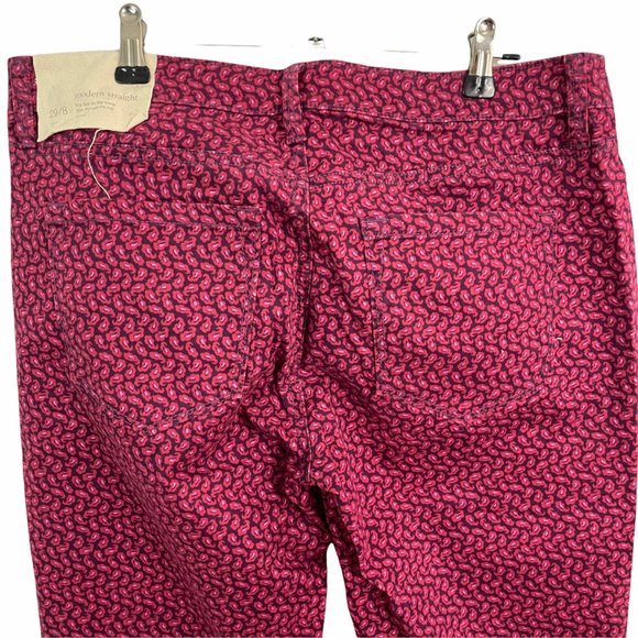 Ann Taylor Loft | Women's Pink Modern Straight Geometric Print Jeans 8 29x32 - Picture 5 of 7